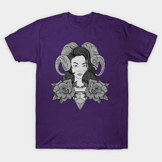 Dark Horned Woman T-Shirt by dankdesigns